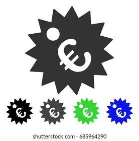 Euro Price Tag flat vector pictograph. Colored euro price tag gray, black, blue, green icon variants. Flat icon style for web design.