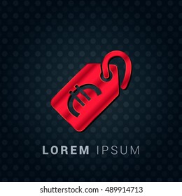 Euro Price Tag Red chromium precious metallic 3D Icon / Logo Design