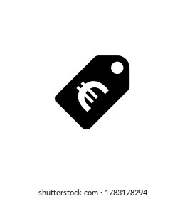 euro price tag vector icon on white background