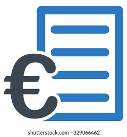 Euro Pricelist vector icon. Style is bicolor flat symbol, smooth blue colors, rounded angles, white background.