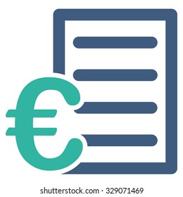 Euro Pricelist vector icon. Style is bicolor flat symbol, cobalt and cyan colors, rounded angles, white background.
