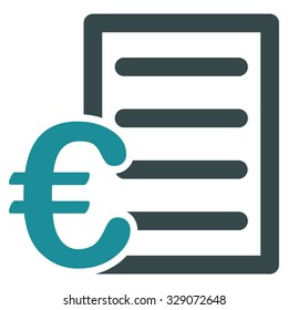 Euro Pricelist vector icon. Style is bicolor flat symbol, soft blue colors, rounded angles, white background.