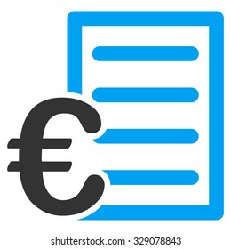 Euro Pricelist vector icon. Style is bicolor flat symbol, blue and gray colors, rounded angles, white background.