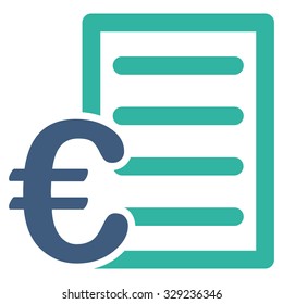Euro Pricelist vector icon. Style is bicolor flat symbol, cobalt and cyan colors, rounded angles, white background.
