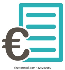 Euro Pricelist vector icon. Style is bicolor flat symbol, grey and cyan colors, rounded angles, white background.