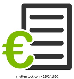 Euro Pricelist vector icon. Style is bicolor flat symbol, eco green and gray colors, rounded angles, white background.