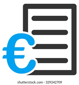 Euro Pricelist vector icon. Style is bicolor flat symbol, blue and gray colors, rounded angles, white background.