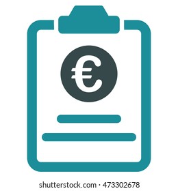 Euro Prices Pad icon. Vector style is bicolor flat iconic symbol with rounded angles, soft blue colors, white background.