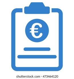 Euro Prices Pad icon. Vector style is flat iconic symbol with rounded angles, cobalt color, white background.