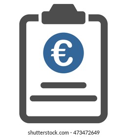 Euro Prices Pad icon. Vector style is bicolor flat iconic symbol with rounded angles, cobalt and gray colors, white background.