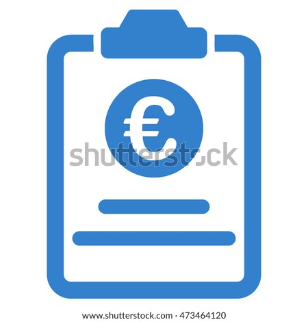 Euro Prices Pad icon. Vector style is flat iconic symbol with rounded angles, cobalt color, white background.