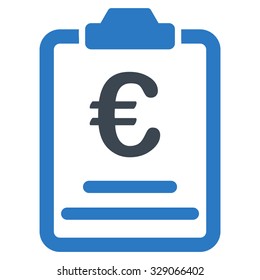 Euro Prices vector icon. Style is bicolor flat symbol, smooth blue colors, rounded angles, white background.