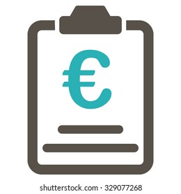 Euro Prices vector icon. Style is bicolor flat symbol, grey and cyan colors, rounded angles, white background.