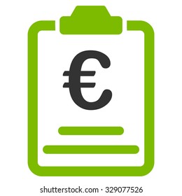 Euro Prices vector icon. Style is bicolor flat symbol, eco green and gray colors, rounded angles, white background.