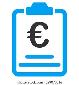 Euro Prices vector icon. Style is bicolor flat symbol, blue and gray colors, rounded angles, white background.