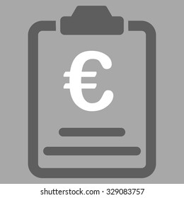 Euro Prices vector icon. Style is bicolor flat symbol, dark gray and white colors, rounded angles, silver background.