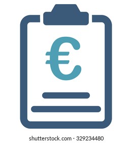 Euro Prices vector icon. Style is bicolor flat symbol, cyan and blue colors, rounded angles, white background.