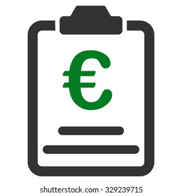 Euro Prices vector icon. Style is bicolor flat symbol, green and gray colors, rounded angles, white background.
