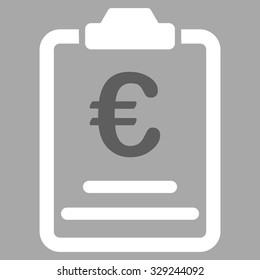 Euro Prices vector icon. Style is bicolor flat symbol, dark gray and white colors, rounded angles, silver background.