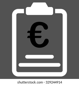 Euro Prices vector icon. Style is bicolor flat symbol, black and white colors, rounded angles, gray background.