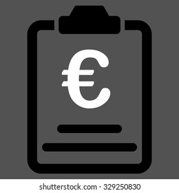 Euro Prices vector icon. Style is bicolor flat symbol, black and white colors, rounded angles, gray background.