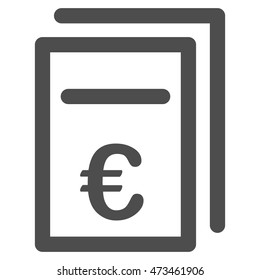 Euro Pricing Documents icon. Vector style is flat iconic symbol with rounded angles, gray color, white background.