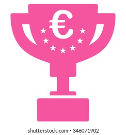 Euro Prize Cup vector icon. Style is flat symbol, pink color, rounded angles, white background.