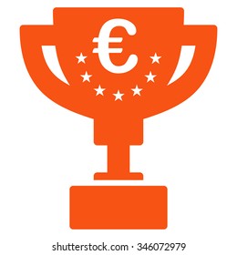 Euro Prize Cup vector icon. Style is flat symbol, orange color, rounded angles, white background.