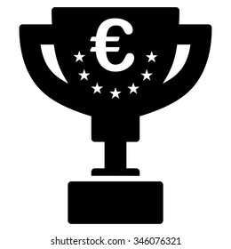Euro Prize Cup vector icon. Style is flat symbol, black color, rounded angles, white background.