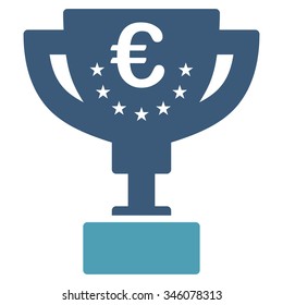 Euro Prize Cup vector icon. Style is bicolor flat symbol, cyan and blue colors, rounded angles, white background.