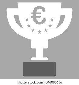 Euro Prize Cup vector icon. Style is bicolor flat symbol, dark gray and white colors, rounded angles, silver background.