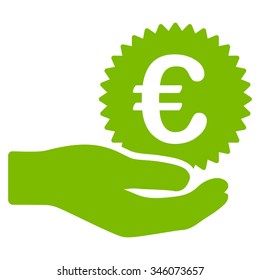 Euro Prize Offer vector icon. Style is flat symbol, eco green color, rounded angles, white background.