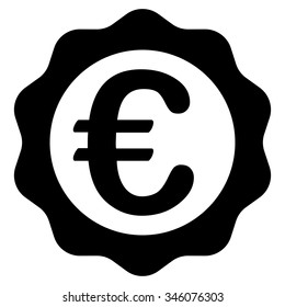 Euro Prize Stamp vector icon. Style is flat symbol, black color, rounded angles, white background.