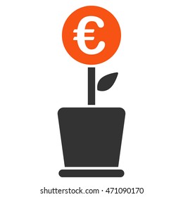 Euro Project Pot icon. Vector style is bicolor flat iconic symbol with rounded angles, orange and gray colors, white background.
