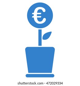 Euro Project Pot icon. Vector style is flat iconic symbol with rounded angles, cobalt color, white background.