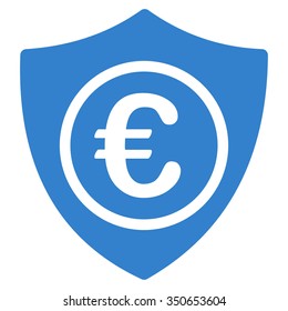 Euro Protection vector icon. Style is flat symbol, cobalt color, rounded angles, white background.