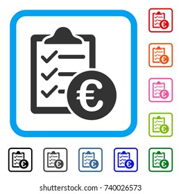 Euro Purchase Pad icon. Flat grey iconic symbol inside a light blue rounded square. Black, gray, green, blue, red, orange color variants of Euro Purchase Pad vector.