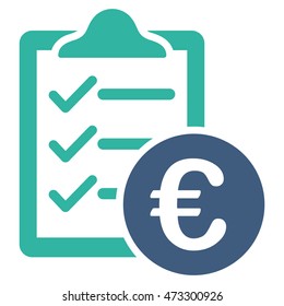 Euro Purchase Pad icon. Vector style is bicolor flat iconic symbol with rounded angles, cobalt and cyan colors, white background.