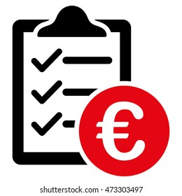 Euro Purchase Pad icon. Vector style is bicolor flat iconic symbol with rounded angles, intensive red and black colors, white background.