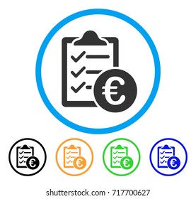 Euro Purchase Pad icon. Vector illustration style is a flat iconic euro purchase pad gray rounded symbol inside light blue circle with black, green, blue, yellow color versions.