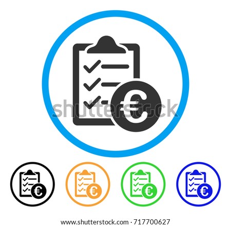 Euro Purchase Pad icon. Vector illustration style is a flat iconic euro purchase pad gray rounded symbol inside light blue circle with black, green, blue, yellow color versions.