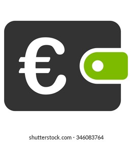 Euro Purse vector icon. Style is bicolor flat symbol, eco green and gray colors, rounded angles, white background.