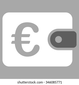 Euro Purse vector icon. Style is bicolor flat symbol, dark gray and white colors, rounded angles, silver background.