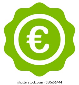 Euro Quality Seal vector icon. Style is flat symbol, eco green color, rounded angles, white background.