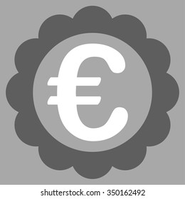 Euro Quality Stamp vector icon. Style is bicolor flat symbol, dark gray and white colors, rounded angles, silver background.