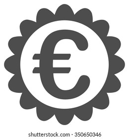 Euro Quality vector icon. Style is flat symbol, gray color, rounded angles, white background.