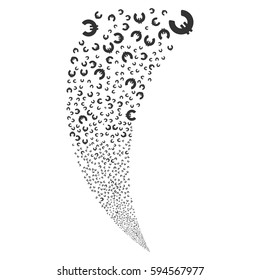 Euro random fireworks stream. Vector illustration style is flat gray iconic symbols on a white background. Object fountain done from scattered pictograms.