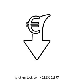 símbolo de caída de la tasa de interés del euro
