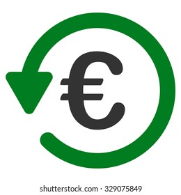 Euro Rebate vector icon. Style is bicolor flat symbol, green and gray colors, rounded angles, white background.