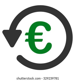 Euro Rebate vector icon. Style is bicolor flat symbol, green and gray colors, rounded angles, white background.